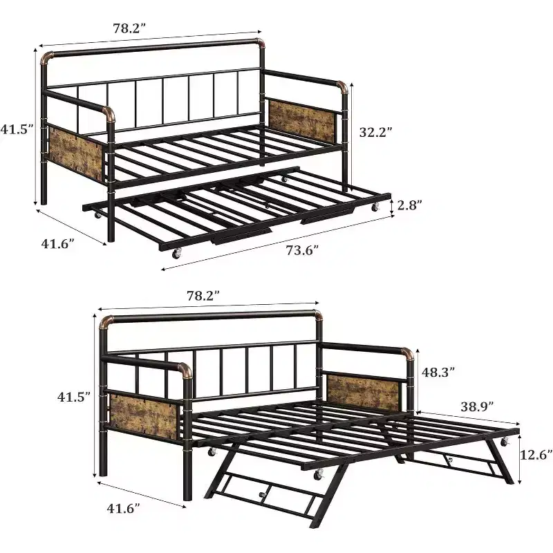Acekool Twin Daybed with Trundle - Space-Saving Sofa Bed & Guest Bed
