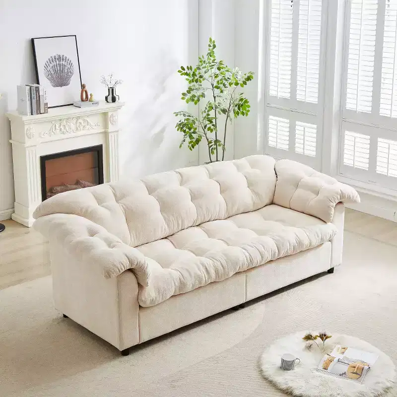 94 Modern Chenille Deep Seat Loveseat Sofa, Upholstered Fluffy Cloud Sofa for Living Room, Bedroom, Office, or Apartment-Panipeachy