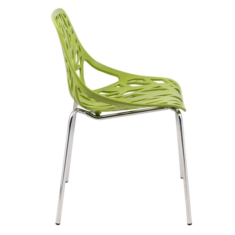 Asbury Stackable Dining Chair with Chrome Legs (Set of 2) Modern Cut-Out Design Backrest Side Chair