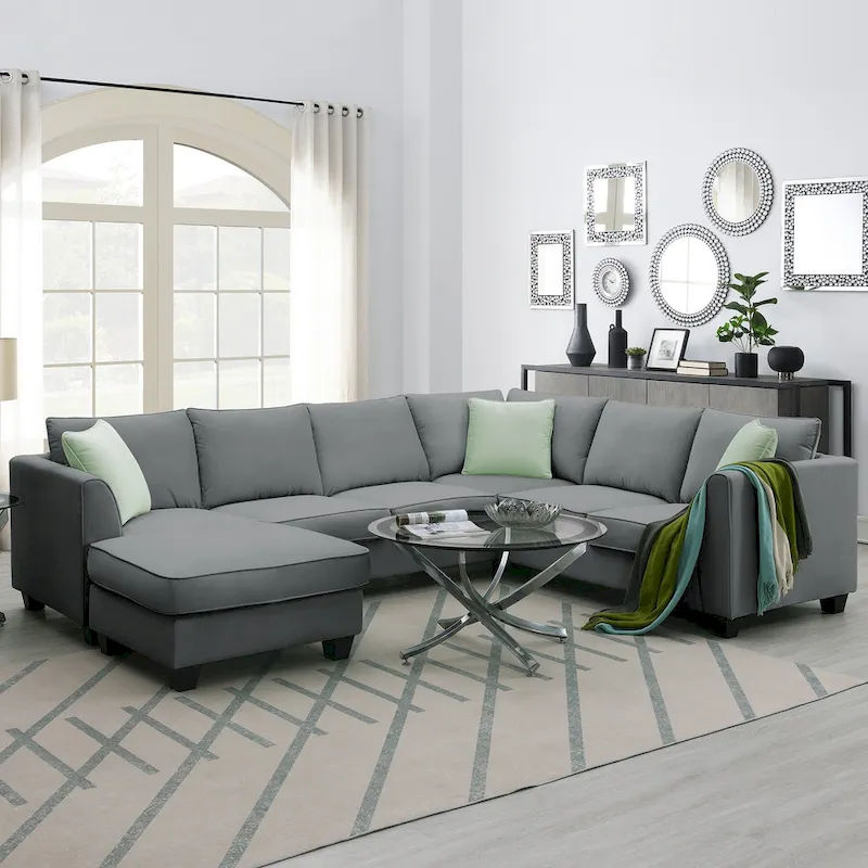 Modern Sectional Sofa with Ottoman, Modular, Spacious