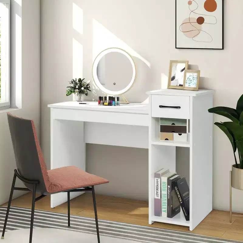 Computer Desk PC Laptop Table w/ Drawer and Shelf Home Office Furniture White