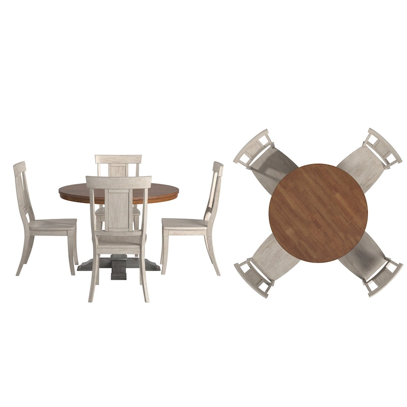 Ronda 45 Round Solid Wood Top Dining Set with Panel Back Chairs