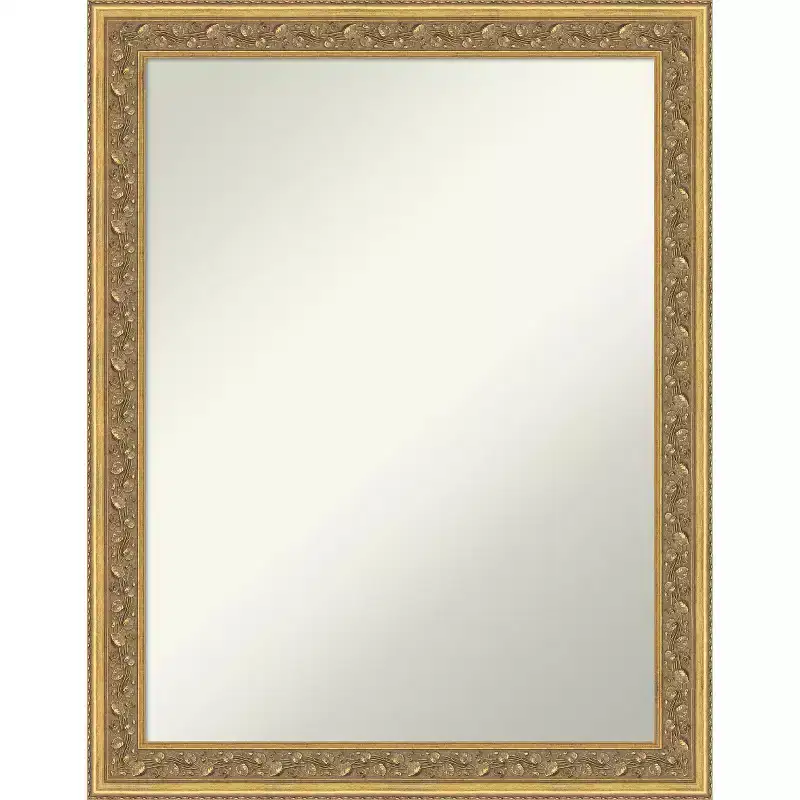 Amanti Art Carter Dark Gold Non-Beveled Wood Framed Bathroom Vanity Wall Mirror