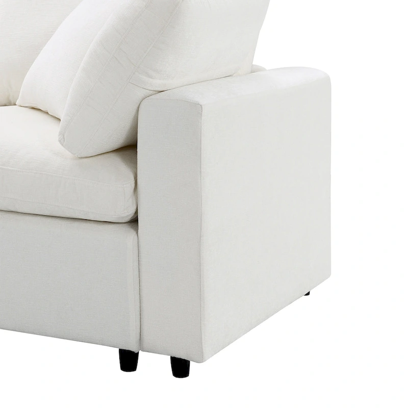Beige 130 Chenille Cloud U-Shaped Sleeper Sectional Sofa, 6-Piece Modular Design