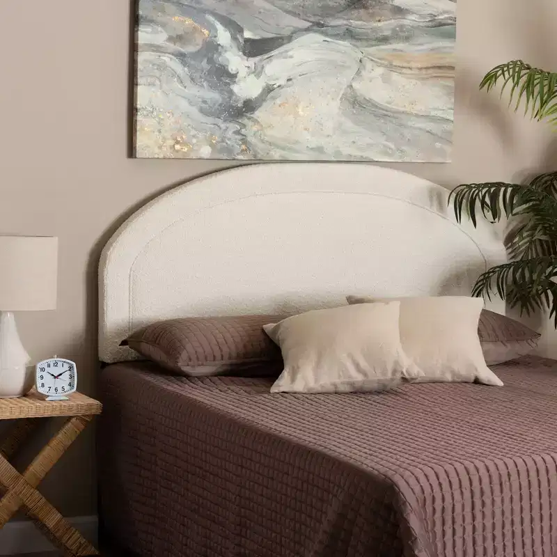 Fiana Modern Cream Boucle Fabric Queen Size Headboard