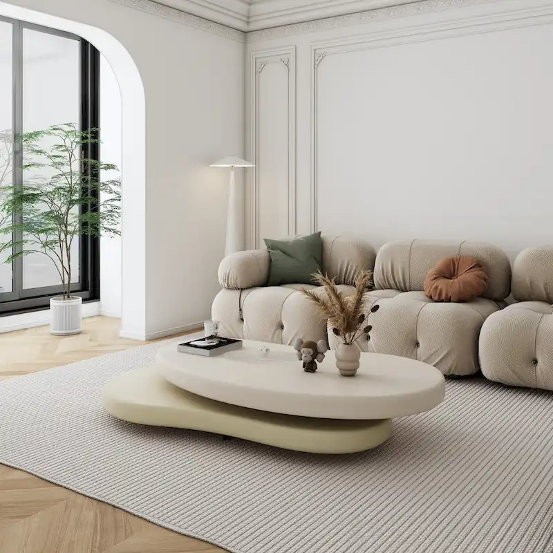 Modern Rotating Coffee Table with Acrylic Base