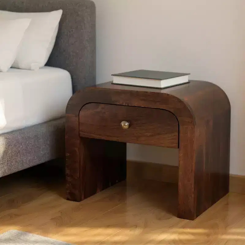 16 Walnut Solid Wood One Drawer Nightstand