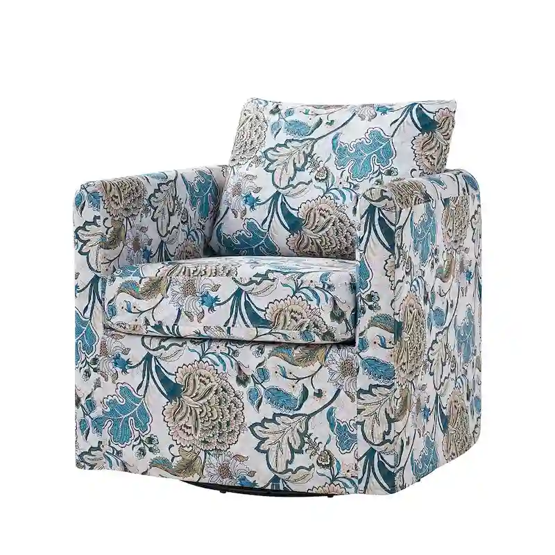 Erkenbald Modern Slipcovered Swivel Chair with Removable Cushion by HULALA HOME
