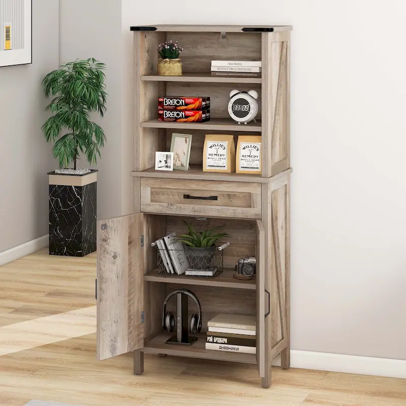 Moasis 58 Tall Storage Cabinet Bathroom Storage Cabinet with Doors and Shelves