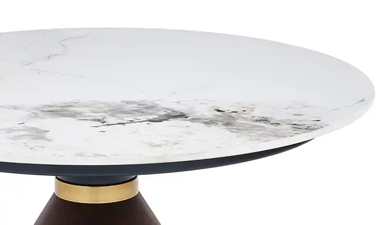 31.5 Modern Round Coffee Table with White Sintered Stone Top