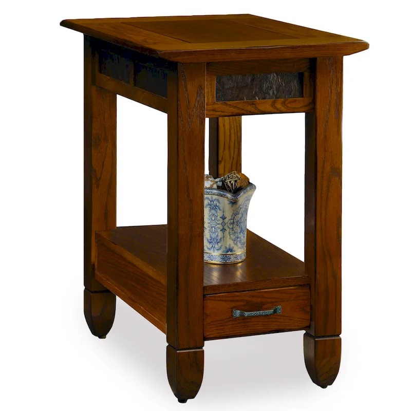 Leick Home Slatestone One Drawer Side Table with Slate Tile