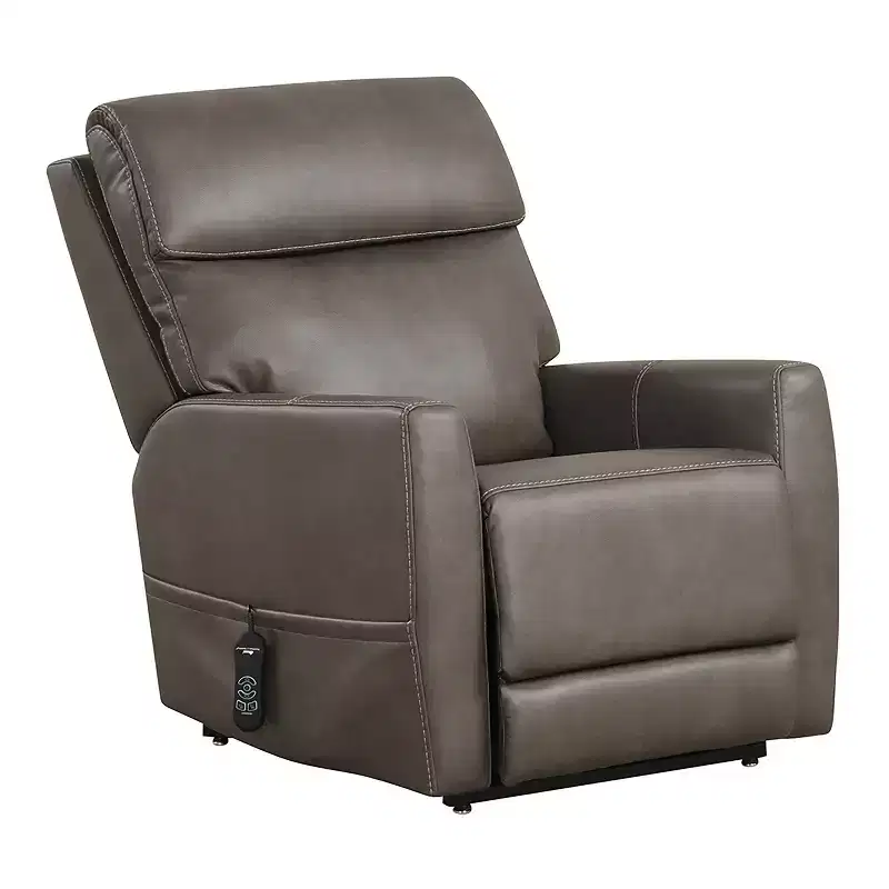 Leatherette Powered Recliner Lift Chair with Zone Heating and Adjustable Headrest, Gray
