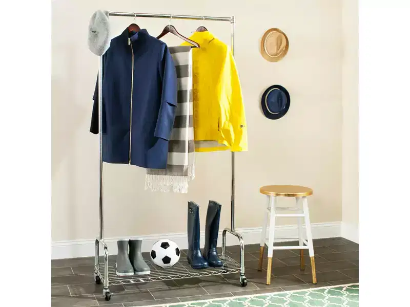 Christian Single Rod Clothes Rack - Chrome - Safavieh