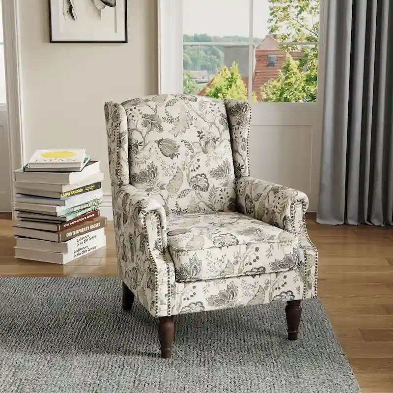 Upholstered Accent Chair Nailhead Trim Arm Chair
