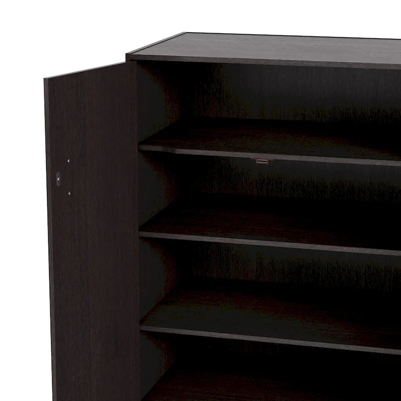 Modern 32-Inch Shoe Cabinet with Adjustable Shelves and Metal Handles