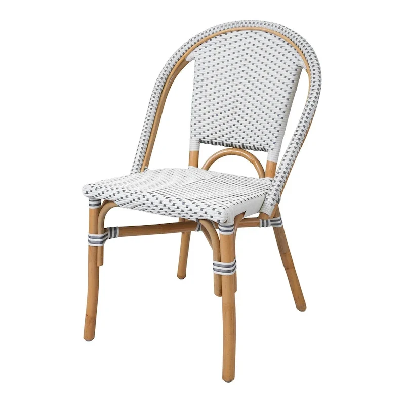White/Gray Rattan Bistro Chair — 1-Seat