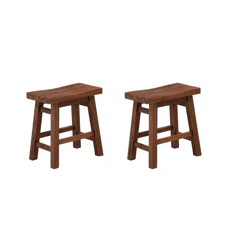 Saddle Stools, Acacia Wood, Rustic Farmhouse