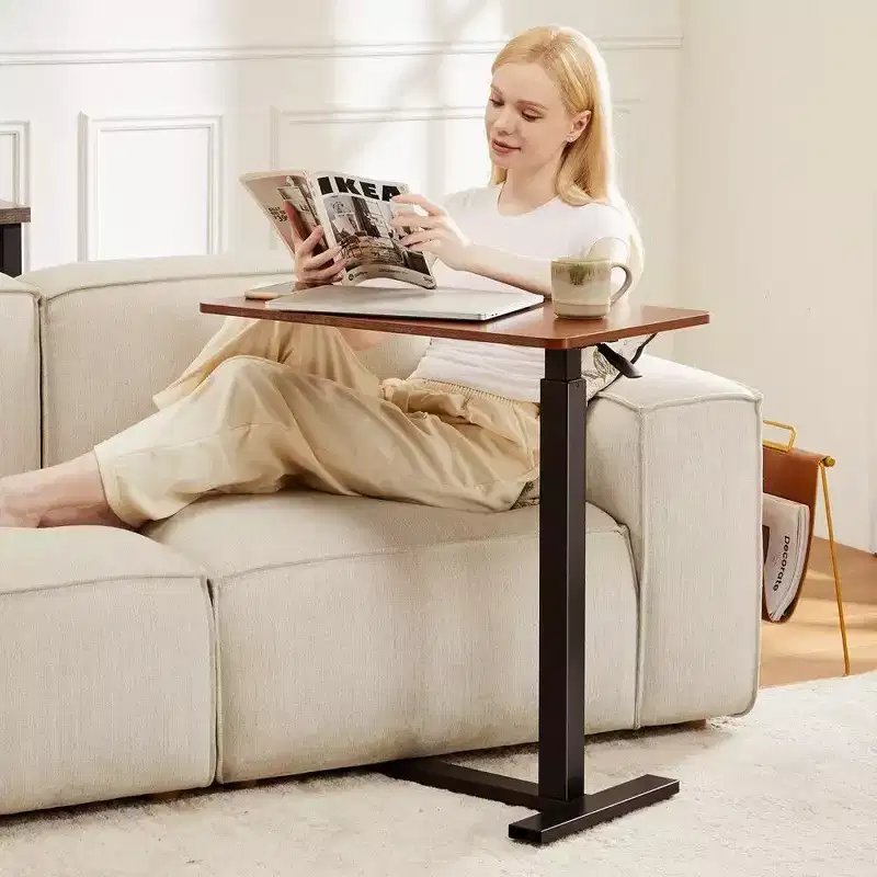 TUYOHW Adjustable Overbed Table with Wheels,Mobile Laptop Desk with Lockable Casters,Portable Standing Desk for Office & Home