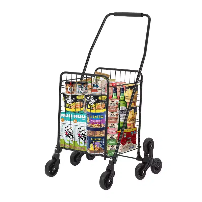 Folding Grocery Cart with 22-Gallon Basket, 110 lb Capacity Lightweight Portable Shopping Cart on Wheels for Market, Groceries & Laundry