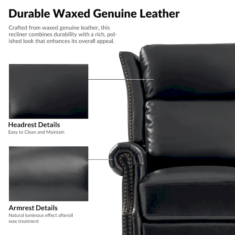 Viviana Traditional Genuine Leather Manual Swivel Glider Recliner by HULALA HOME