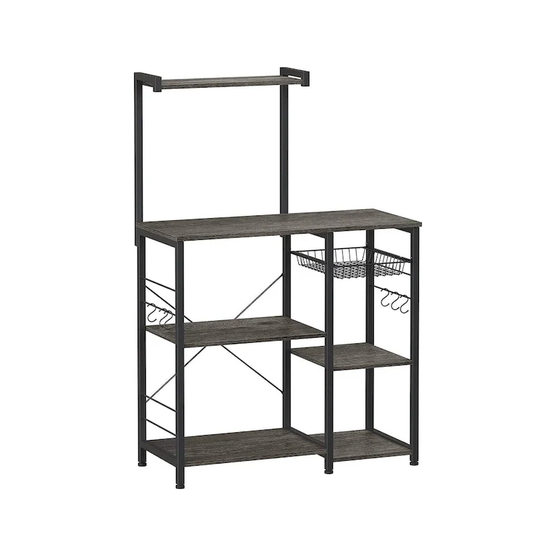 Kitchen Microwave Oven Stand  with Wire Basket and 6 S-Hooks