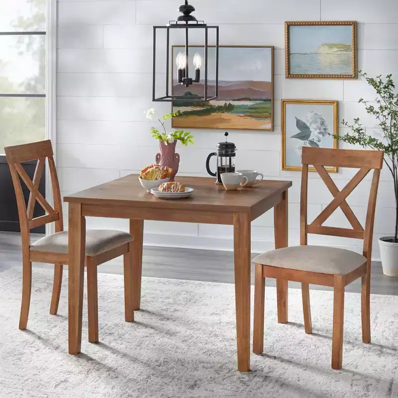Buylateral 3pc Halsted Farmhouse 36" Square Dining Set Driftwood
