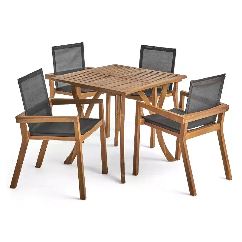 Christopher Knight Home Chaucer Outdoor Acacia Wood and Mesh 5 Piece Dining Set