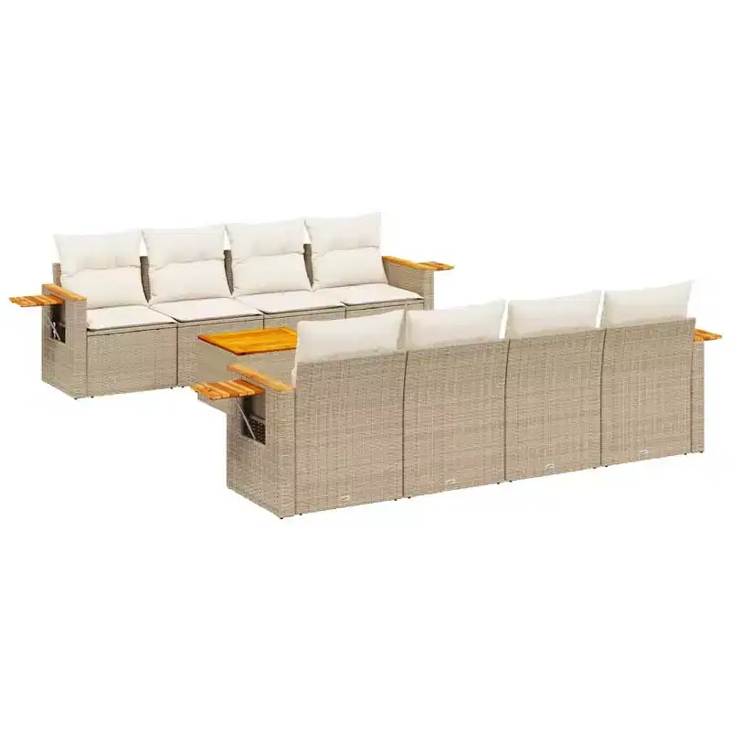 vidaXL 9 Piece Patio Sofa Set with Cushions Poly Rattan