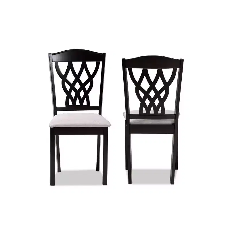 2pc Delilah Fabric Upholstered and Wood Dining Chairs - Baxton Studio