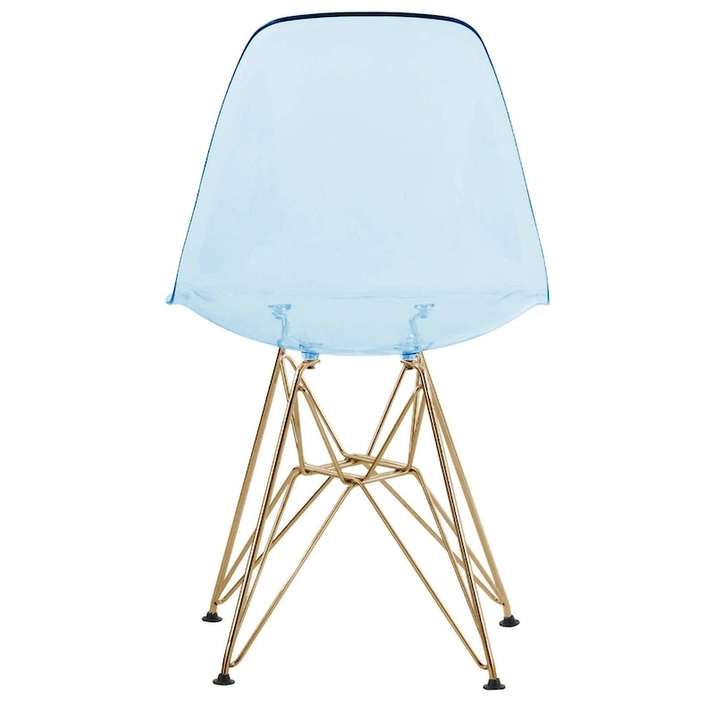 Cresco Plastic Dining Side Chair with Eiffel Base in Gold Set of 2 by LeisureMod