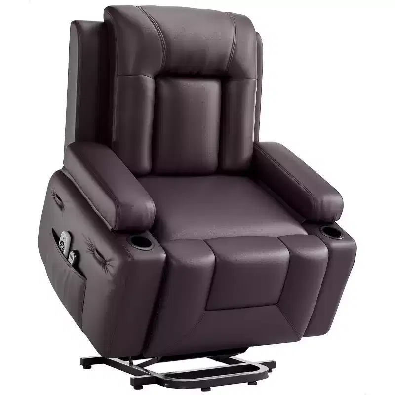 Oversized Power Lift Recliner Chair - Heat and Massage, PU Leather Electric Lift Recliner for Elderly & Mobility Impaired