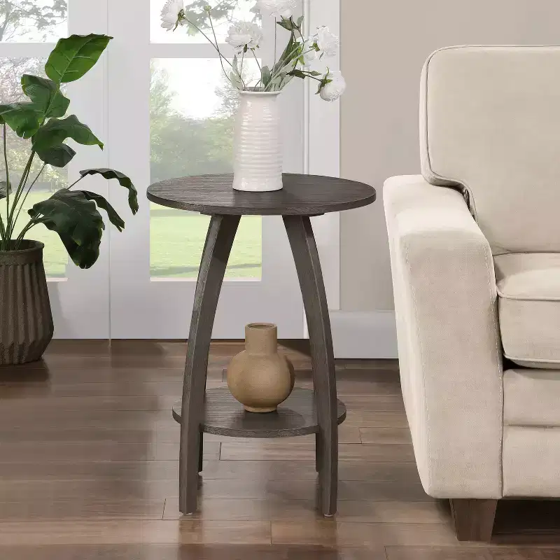 2-Tier End Table with Shelf, Scandinavian Mid-Century Modern Accent Furniture for Living Room