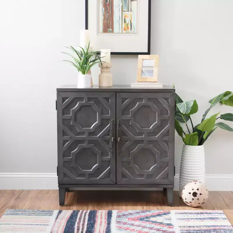 Powell Kinsley Solid Wood 2 Doors and 2 Shelves Accent Cabinet