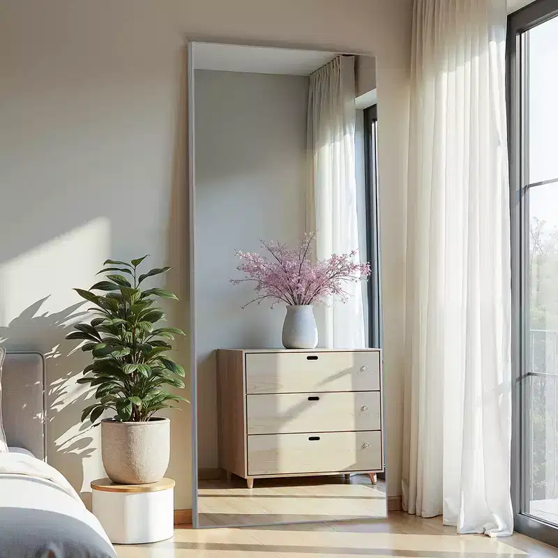 Full-Length Dressing Mirror with Stand, Aluminum Alloy Frame, 31.5