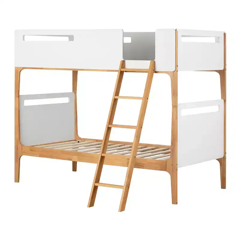 HomeStock Modern Bunk Bed White and Natural Bebble