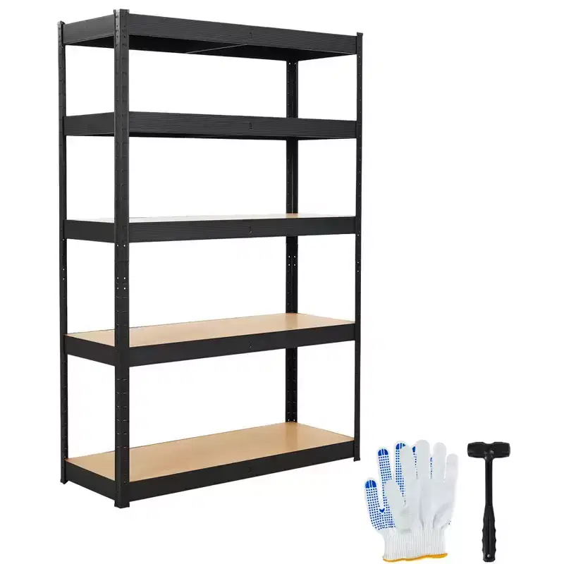 5-Tier Steel Garage Shelf  Carbon Steel Frame with MDF Boards, 180kg per Tier, Adjustable Storage Rack for Basement & Pantry