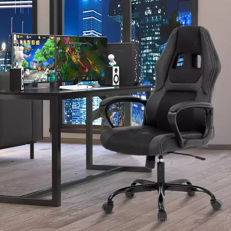 BestMassage Gaming Chair Office Chair with Lumbar Support Adjustable Height PU Leather Executive Chair for Women Men Adults
