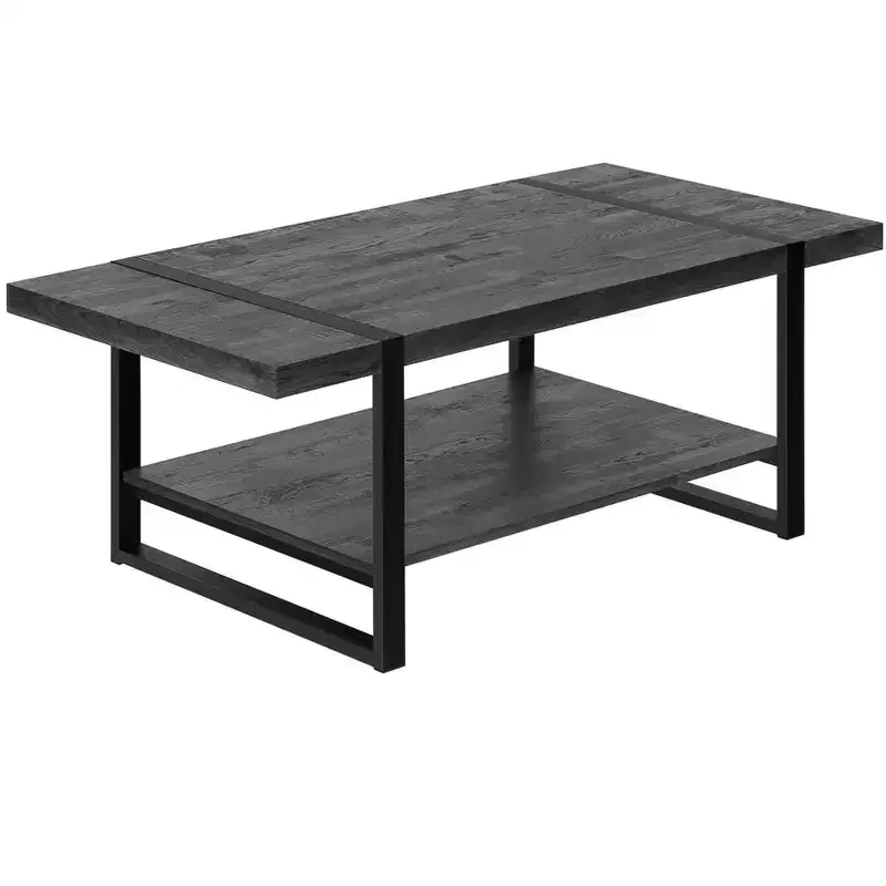 HomeRoots 47 Black Coffee Table With Shelf