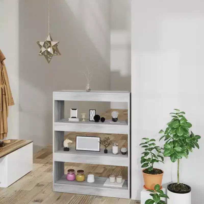 Book Cabinet Grey Engineered Wood Medium Book Cabinet