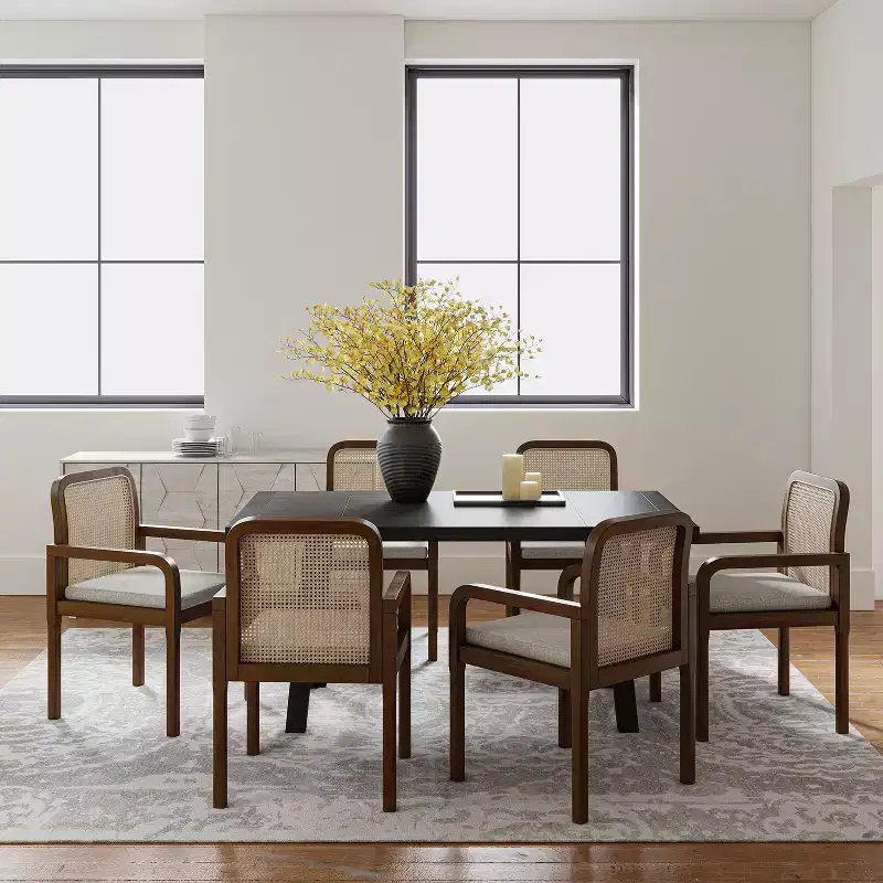 Hieromymus Modern Ratten Dining Chair with Removable Cushion Set of 3|HULALA HOME