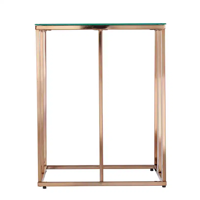 Nicholance Contemporary End Table with Glass Top - Champagne - SEI