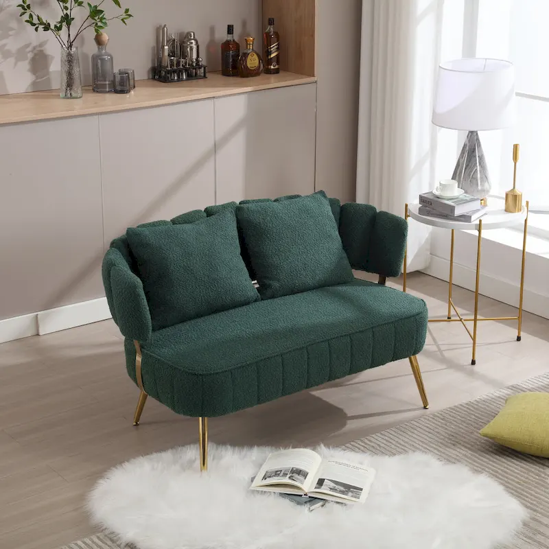 Modern Upholstered Armsofa Tufted Sofa with Metal Frame