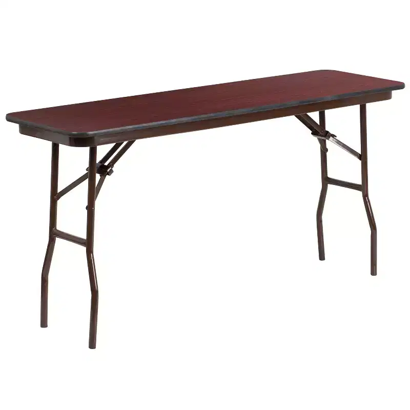 Emma and Oliver 5-Foot Mahogany Melamine Laminate Folding Training/Seminar Table - Event Table
