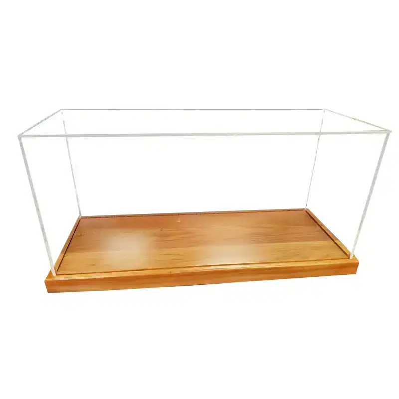 28 Wood Brown Glass Standard Display Stand