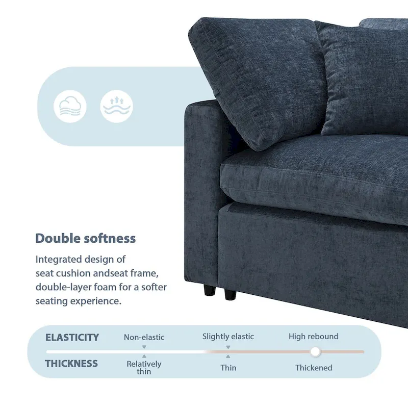 U-Shaped Modular Chenille Sectional Sleeper Sofa with Ottoman