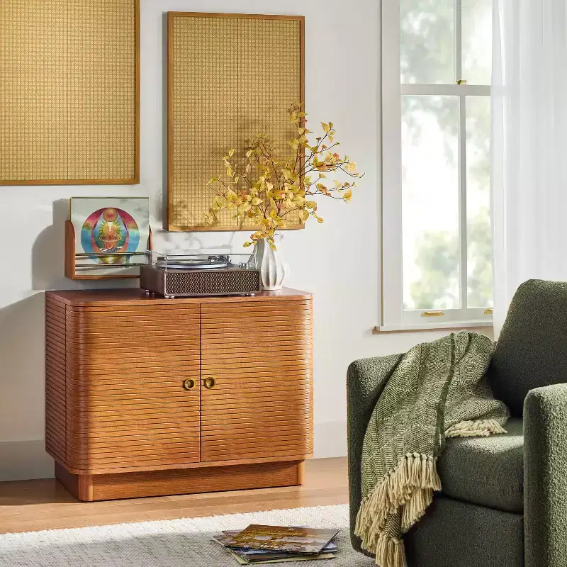 Grooved Mid-Century Decorative Storage Cabinet - Hearth & Hand™ with Magnolia