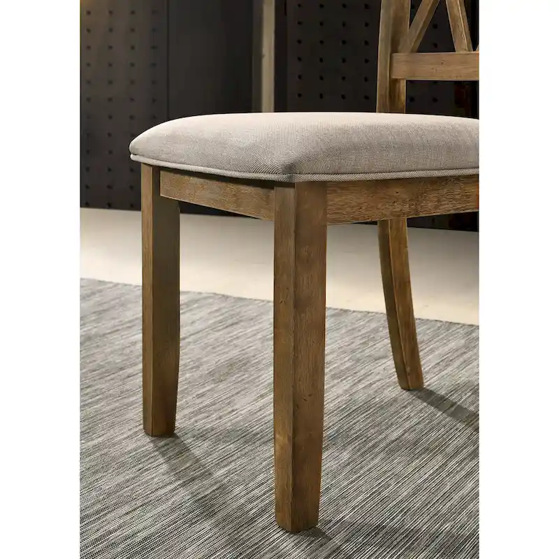 Roundhill Furniture Windvale Upholstered Cross-back Dining Chair, Set of 2