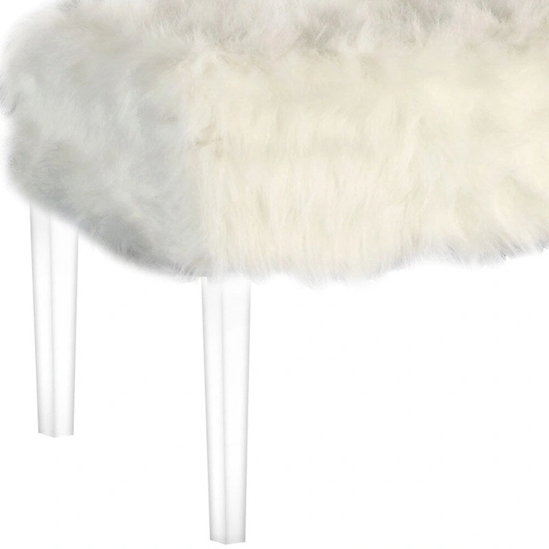 HomeRoots 42 Gray and Clear Upholstered Faux Fur Bench with Flip top