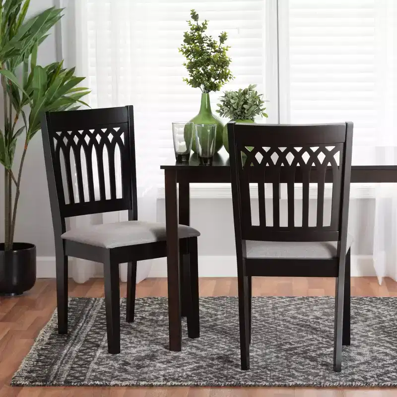 Baxton Studio Genesis Modern Fabric Wood Dining Chair Set