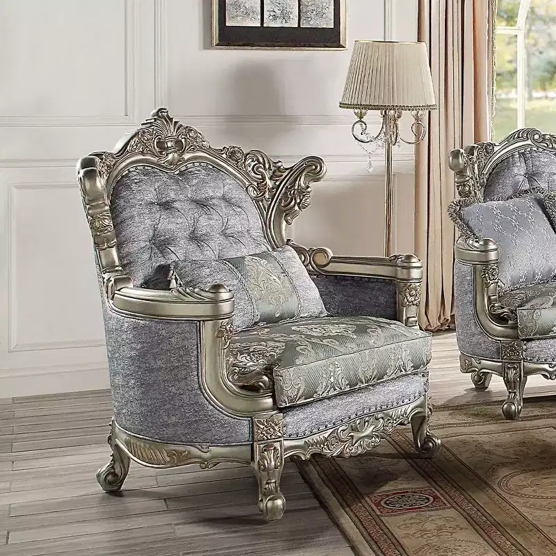 44.5" Miliani Accent Chair Fabric/Antique Bronze Finish
